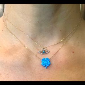Blue Opal Clover Necklace